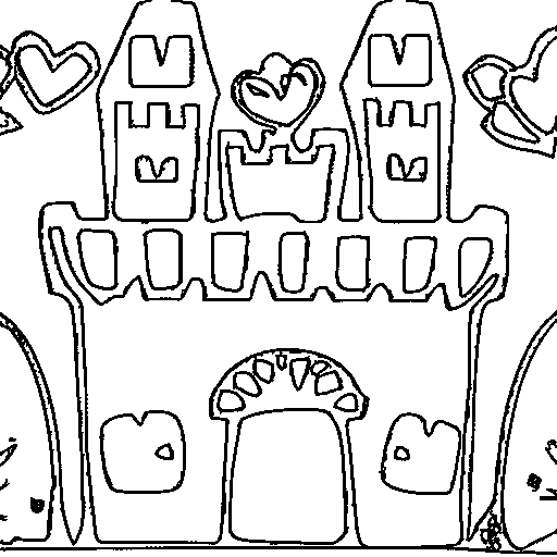 A castle with a heart gate Coloring Page