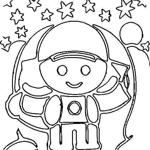 Astronaut floating Coloring Page