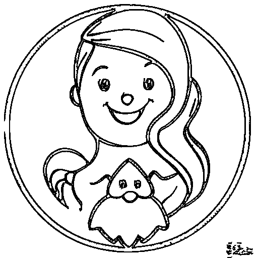 Little mermaid with long hair Coloring Page