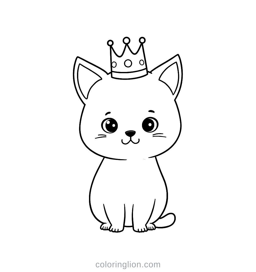 Cat Crown Coloring Page