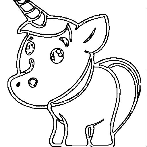 Baby unicorn with a flowing mane Coloring Page