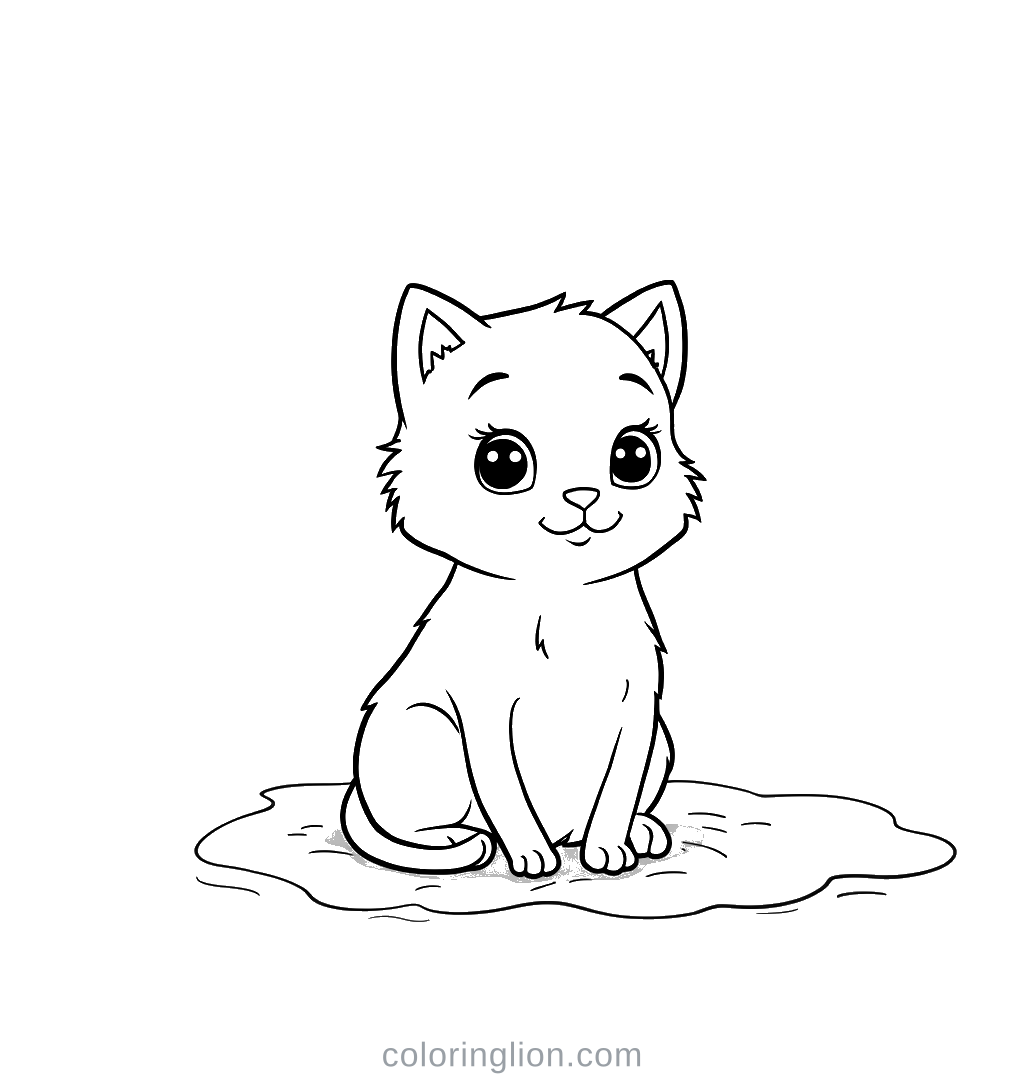 Cat Window Coloring Page