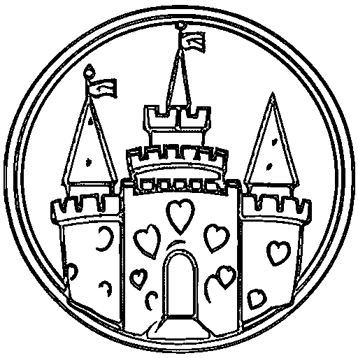 A fairytale castle with round towers Coloring Page