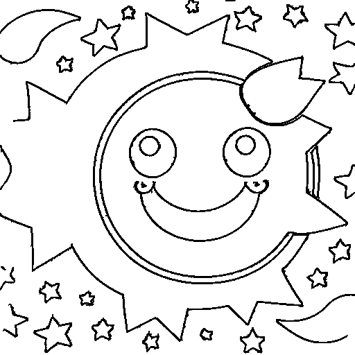 A crescent moon with stars Coloring Page