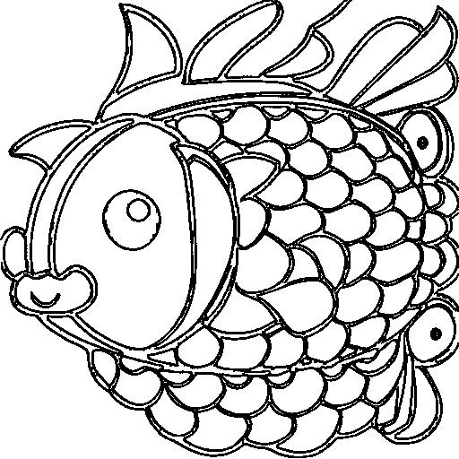 A simple fish with numbered areas Coloring Page