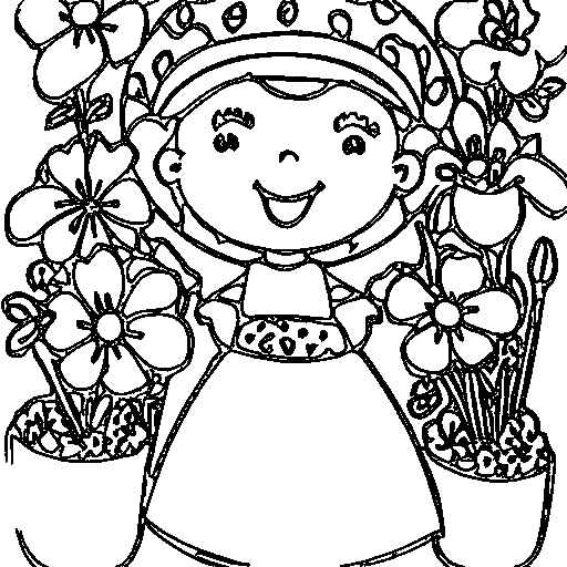 A princess holding flowers Coloring Page
