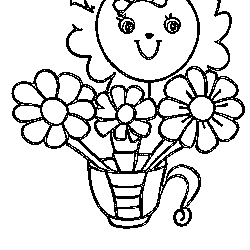 A bouquet in a vase Coloring Page