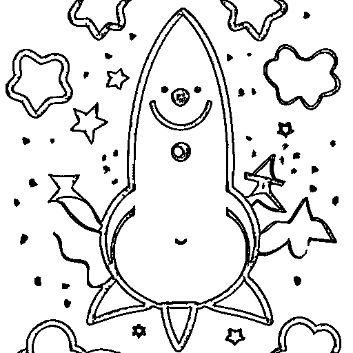 A rocket with a smile Coloring Page