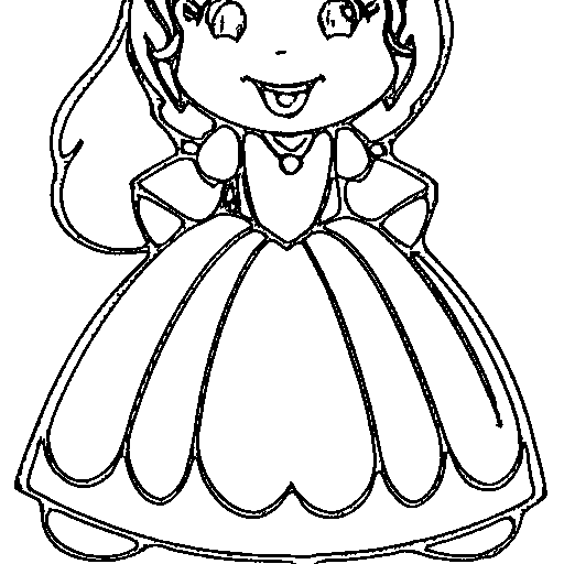 Little princess in a puffy gown with a crown Coloring Page