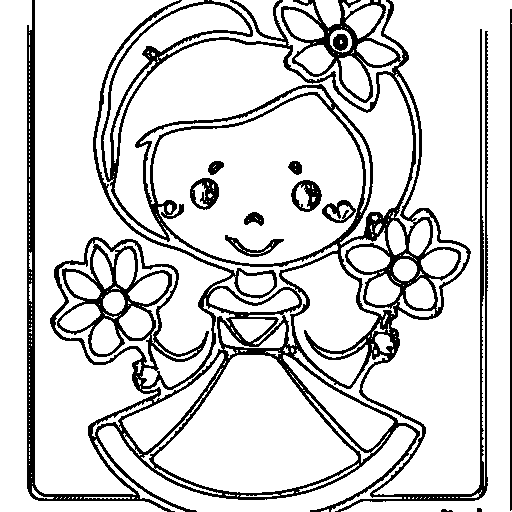 A princess holding flowers Coloring Page