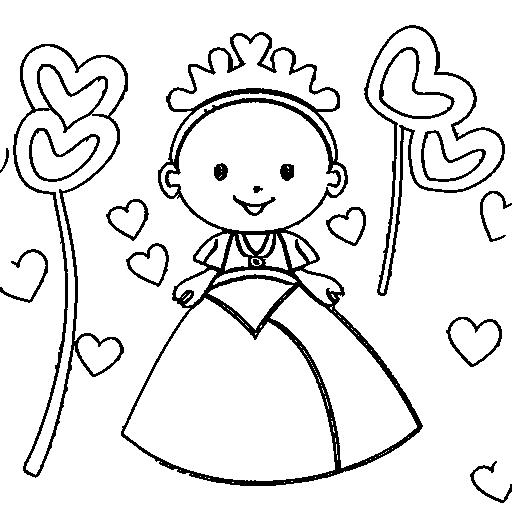 A princess with a magic wand Coloring Page