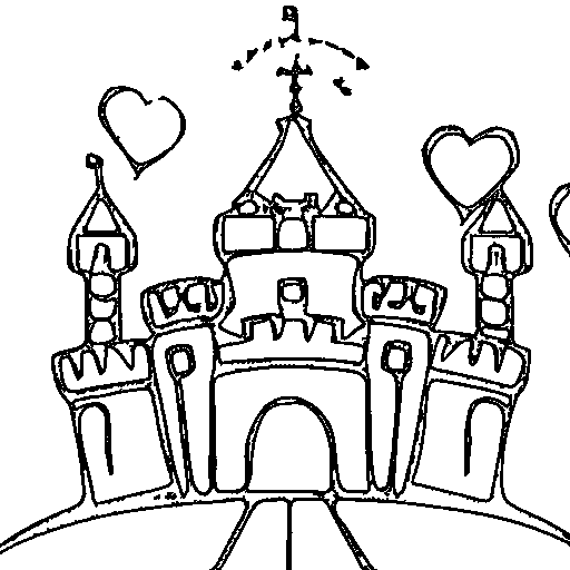 A castle with a heart gate Coloring Page