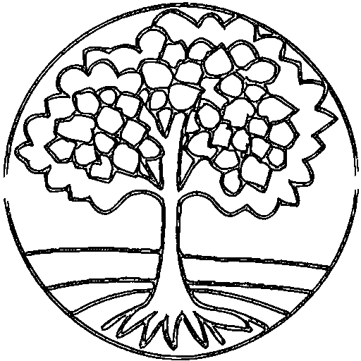 A round oak tree Coloring Page