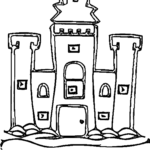 A castle on a hill with clouds Coloring Page