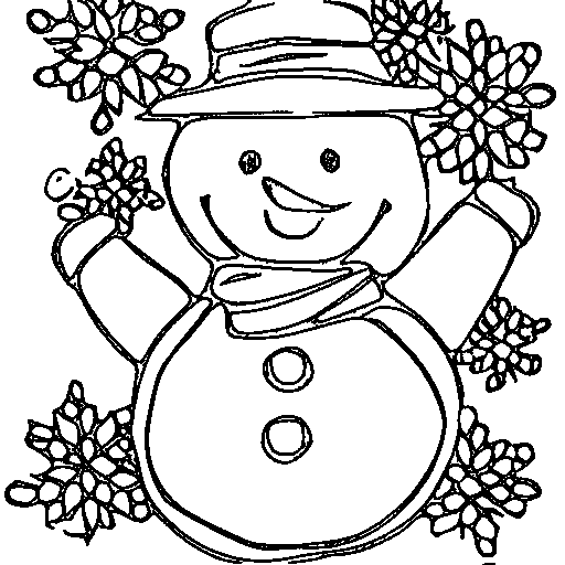A snowman in winter Coloring Page