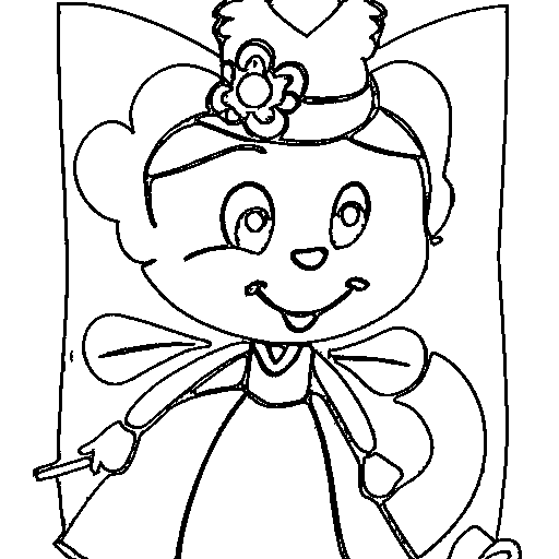 A princess with a magic wand Coloring Page