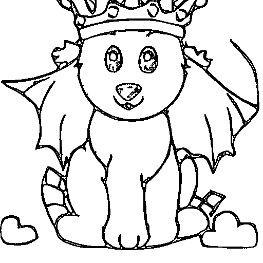 Baby dragon with a crown Coloring Page