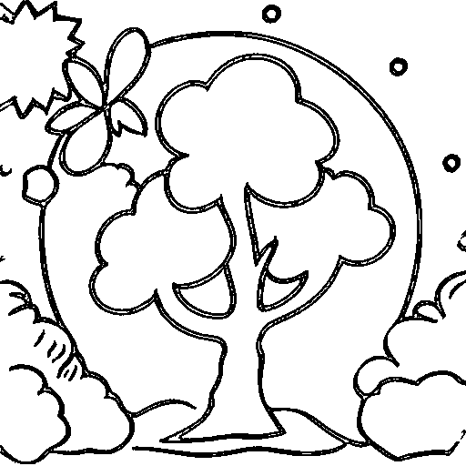 A tree in spring with blossoms Coloring Page