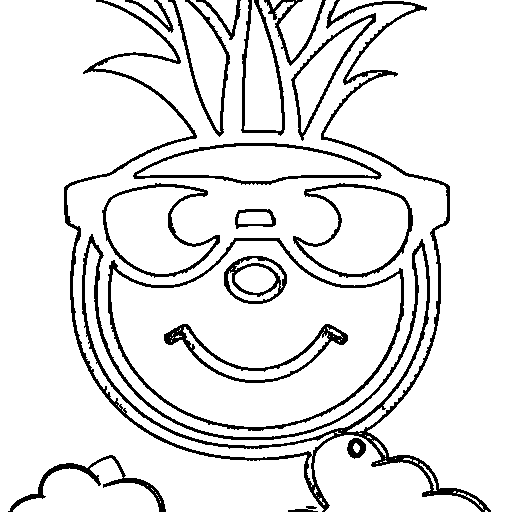 A pineapple with sunglasses Coloring Page