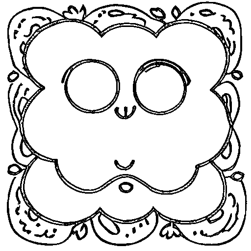 A happy square character Coloring Page