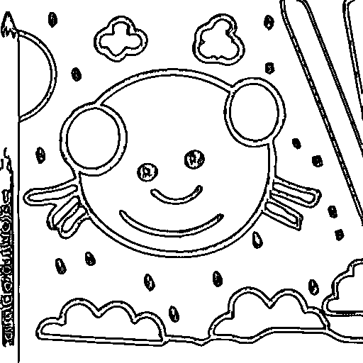 A cloud with raindrops Coloring Page