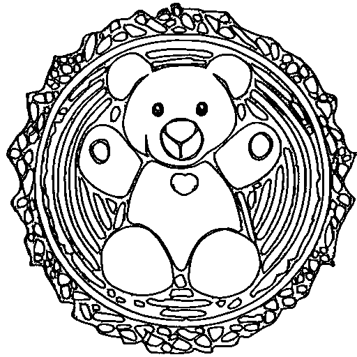 A teddy bear holding a heart Coloring Page