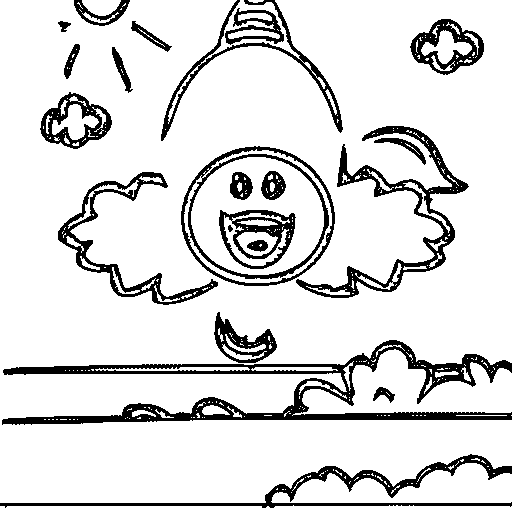 Rocket blasting off Coloring Page