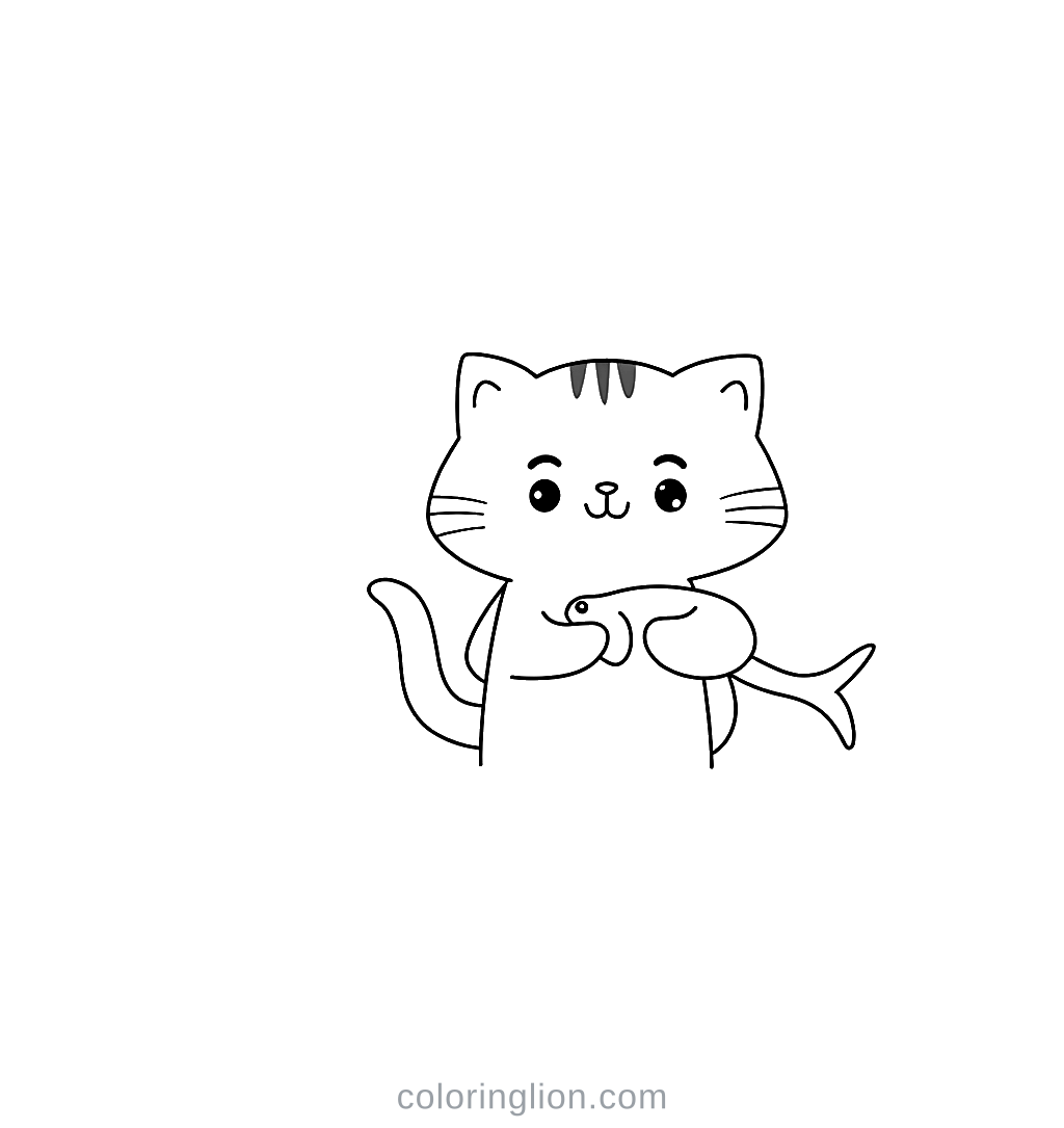 Cat Fish Coloring Page