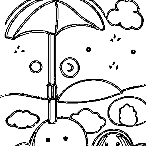 A rainbow umbrella Coloring Page