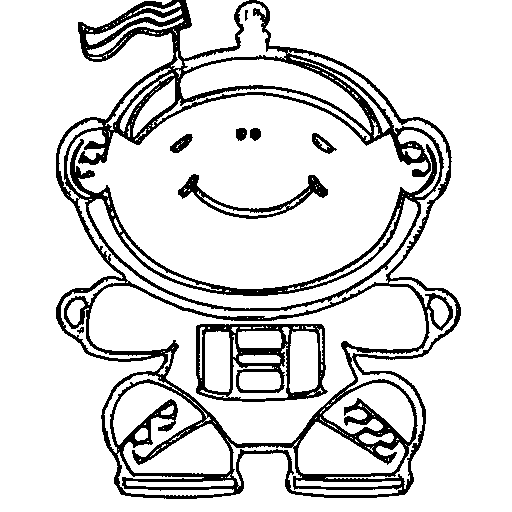 Astronaut with a flag Coloring Page